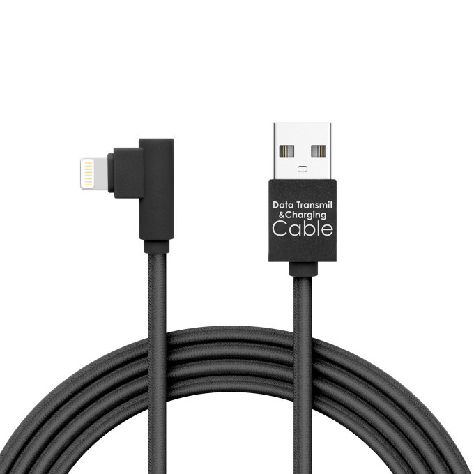 Delight - Cablu de date Iphone si Ipad - Lightning, Gamer, executie 90° - negru, 2m, 2A