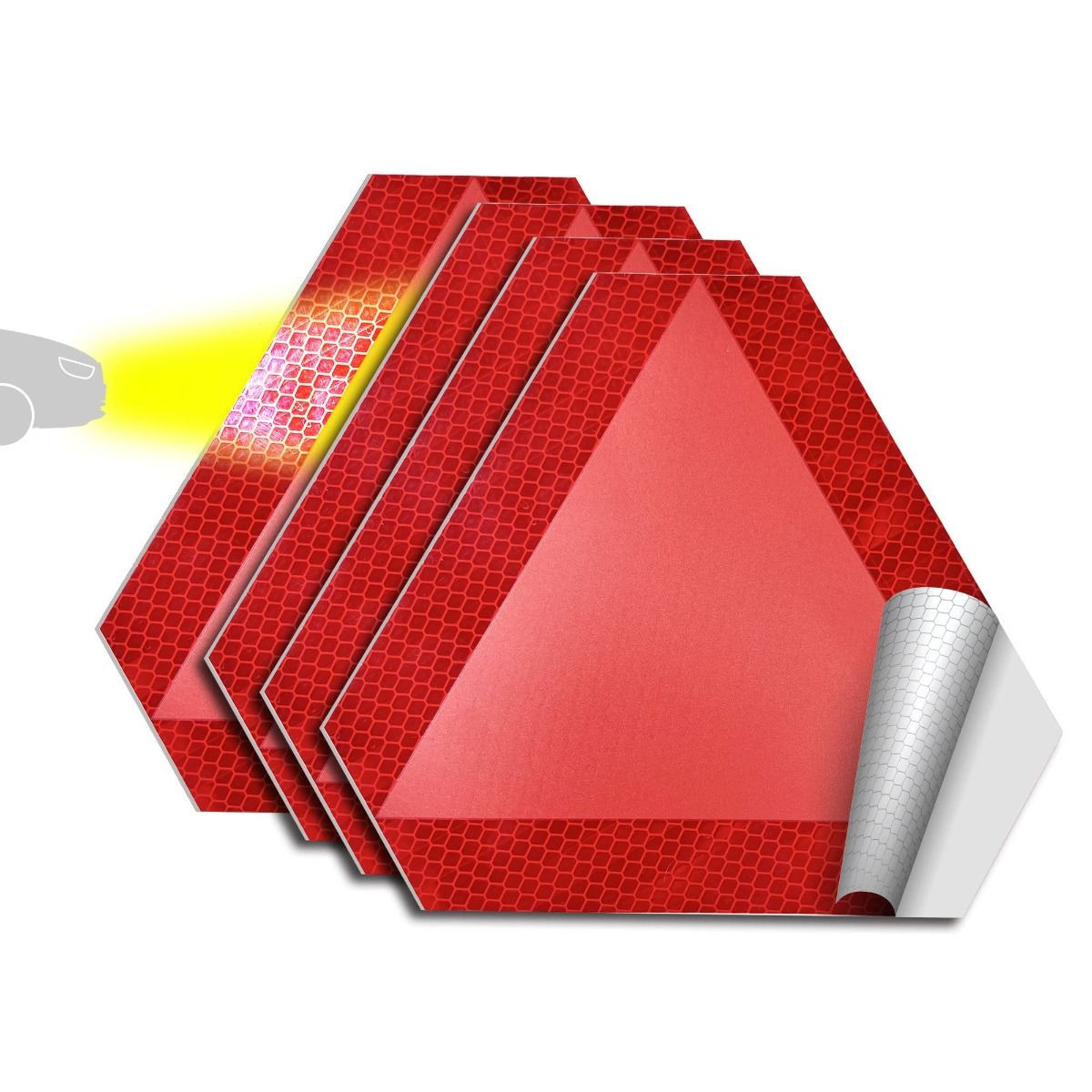 Triunghi reflectorizant vehicule lente autoadeziv 36x42cm