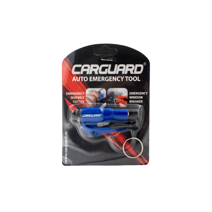 Breloc auto cu ciocan pt spart geamul si cutit pt taiat centura Carguard