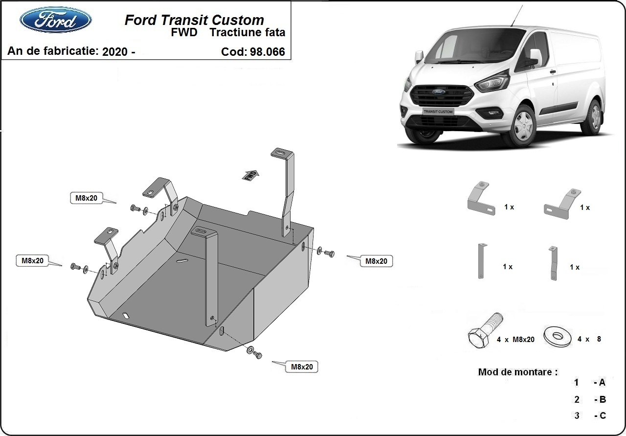 Scut metalic motor FORD  Transit Custom