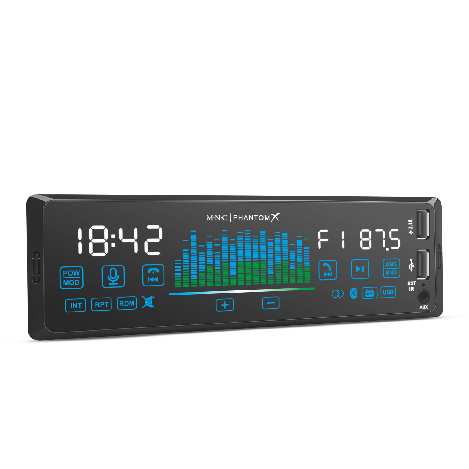 Player auto „PhantomX” - 1 DIN - 4 x 50 W - versiune gestuala - BT - MP3 - AUX - USB