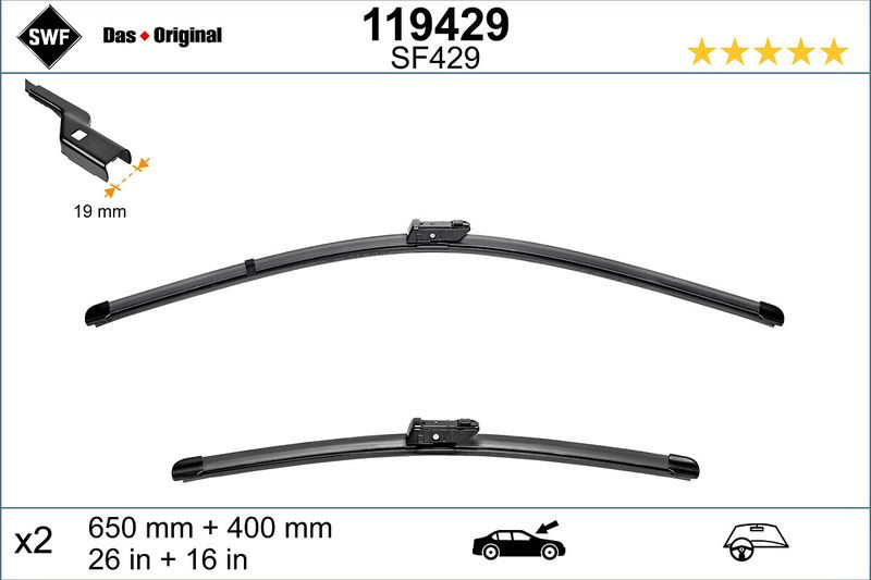 Set lamela stergator SWF Wiper FB OE LHD 650 400 mm