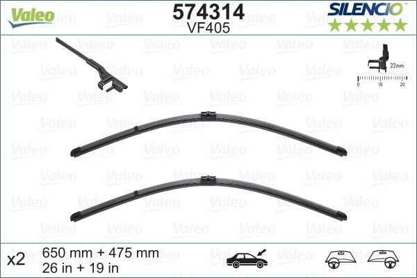 Set lamela stergator Valeo Silencio FlatBlade OE 650 475 mm