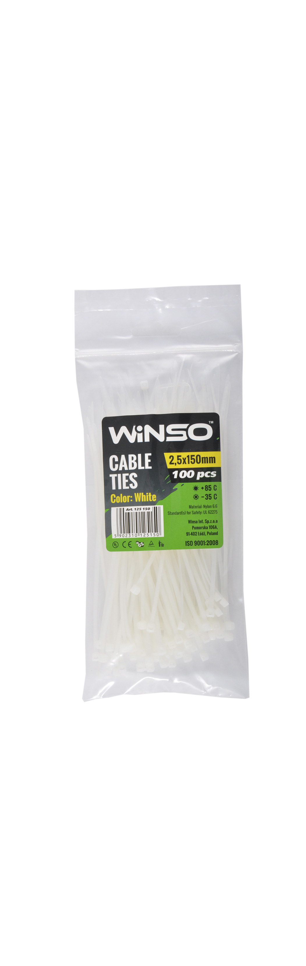 Coliere plastic 2,5x150 Alb - Set 100 buc